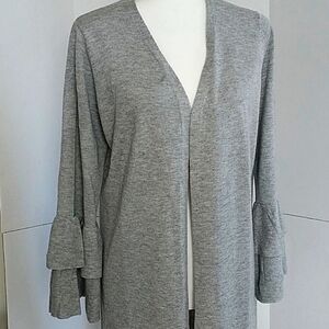 Metric, Heather Grey Cardigan w Bell Sleeves, Sz L